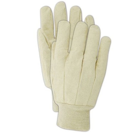 Magid Cotton Canvas Gloves, Cotton, Band Top Cuff, Natural, L, 12 PK T603